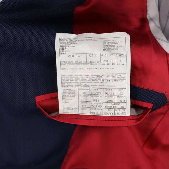 Suitsupply Sienna Ticket Pocket VBC Wool Suit Size 36R Blue Birdseye - Picture 10 of 14